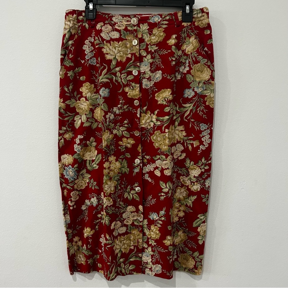 Orvis Linen Blend Floral Skirt